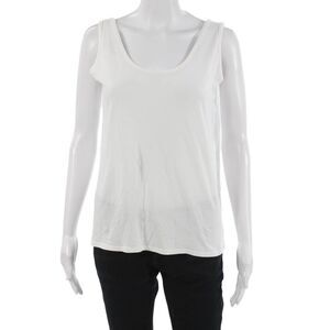 The Row Womens Basic Sleeveless Scoop Neck Cotton Blend Tank White Size M